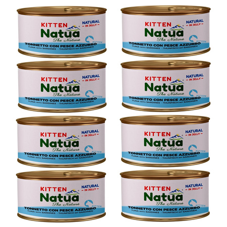 NATUA NATURAL KITTEN MOKRA KARMA DLA KOCIĄT TUŃCZYK Z SARDYNKAMI W GALARETCE PUSZKA 8x85g