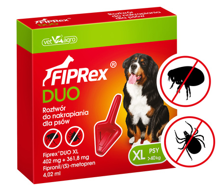 FIPREX DUO KROPLE NA KLESZCZE PCHŁY DLA PSA XL 40-60kg