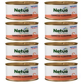 NATUA NATURAL MOKRA KARMA DLA KOTA TUŃCZYK Z ŁOSOSIEM W GALARETCE PUSZKA 8x85g