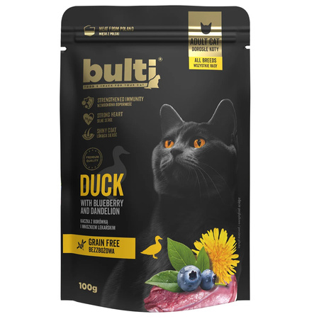 BULTI SUPERFOOD MOKRA KARMA DLA KOTA KACZKA BORÓWKA MNISZEK 100g