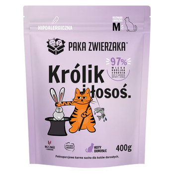 PAKA ZWIERZAKA KARMA DLA KOTA PEŁNOPORCJOWA M KRÓLIK ŁOSOŚ 400g