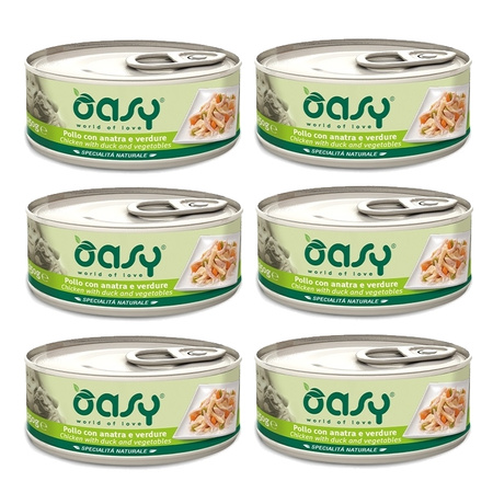 OASY NATURAL RANGE ADULT MOKRA KARMA DLA PSA KURCZAK KACZKA WARZYWA 6x150g