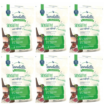 SANABELLE ADULT SENSITIVE POULTRY KOMPLETNA SUCHA KARMA DLA KOTA DRÓB 6x400g