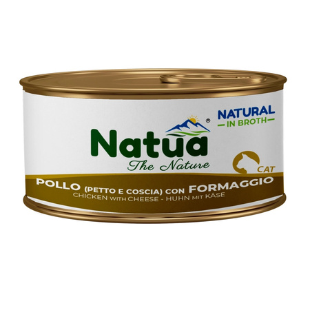 NATUA NATURAL MOKRA KARMA DLA KOTA KURCZAK PIERŚ I UDKA Z SEREM W BULIONIE PUSZKA 8x85g