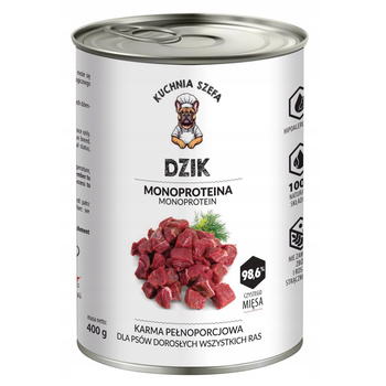 KUCHNIA SZEFA MOKRA KARMA DLA PSA MONOPROTEINOWA DZIK 400g