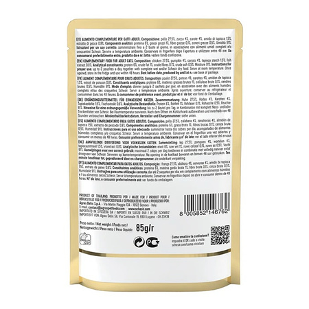 SCHESIR SOUP MOKRA KARMA DLA KOTÓW ZUPA KOTA KURCZAK Z DYNIĄ SASZETKA 6x85g