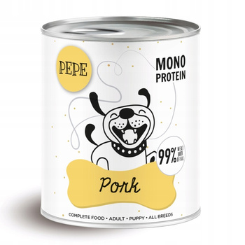 PAKA ZWIERZAKA KARMA DLA PSA SZCZENIĄT PEPE MONOPROTEIN PORK WIEPRZOWINA 800g