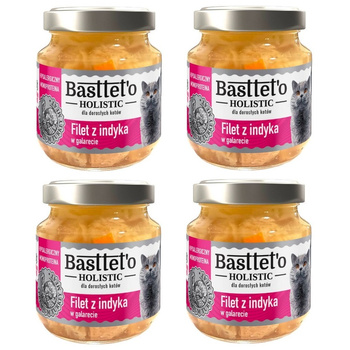 BASTTETO HOLISTIC MONOPROTEINOWA KARMA DLA KOTA FILET Z INDYKA W GALARECIE 4x130g