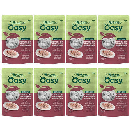 MOKRA KARMA DLA KOTA OASY NATURY SOFT JELLY TUŃCZYK Z KREWETKAMI 8x70g