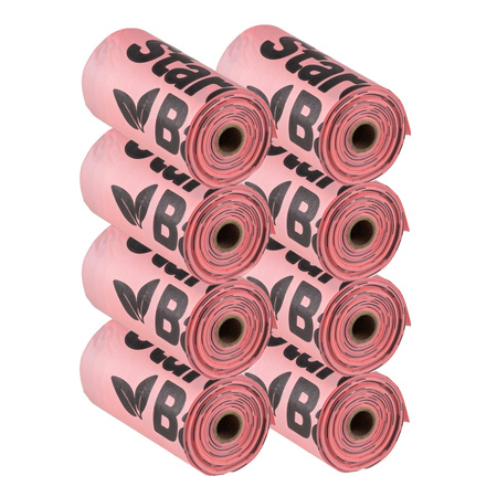 StarchBag WORKI NA ODCHODY PSA PSIE KUPY BIODEGRADOWALNE RÓŻOWE 21x32cm 120szt 8x15szt