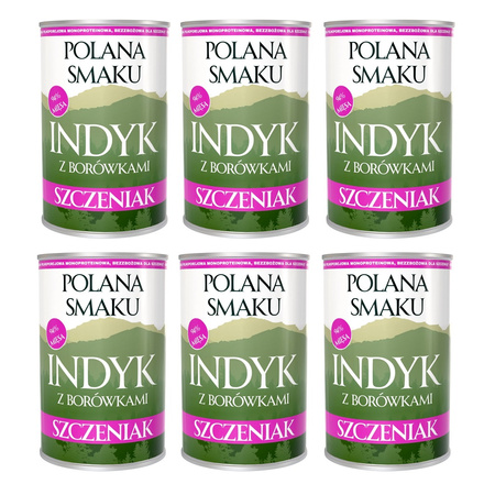 POLANA SMAKU KARMA DLA SZCZENIĄT MOKRA INDYK Z BORÓWKAMI 6x400g