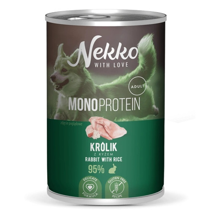 NEKKO MONOPROTEIN ADULT MOKRA KARMA DLA PSA KRÓLIK Z RYŻEM 12x400g
