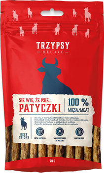 TRZYPSY DELUXE SIE WIE, ŻE PSIE PATYCZKI Z WOŁOWINĄ PRZYSMAK DLA PSA 70g