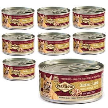 CARNILOVE CAT ADULT CHICKEN & LAMB KARMA DLA KOTA KURCZAK JAGNIĘCINA 8x100g