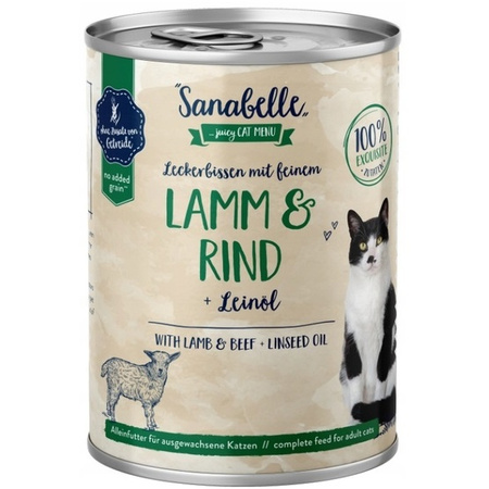 BOSCH SANABELLE MOKRA KARMA DLA KOTA Z JAGNIĘCINĄ I WOŁOWINĄ PUSZKA 400g