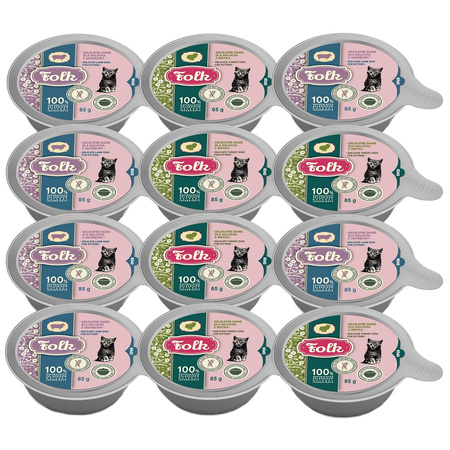KARMA MOKRA DLA KOCIĄT FOLK KITTEN PEŁNOPORCJOWE DANIE MIX SMAKÓW SZALKA 12x85g