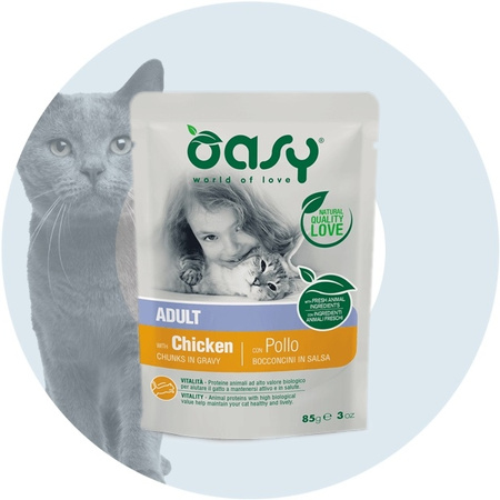 OASY CHUNKS IN GRAVY MOKRA KARMA DLA KOTA KURCZAK W SOSIE SASZETKA 85g