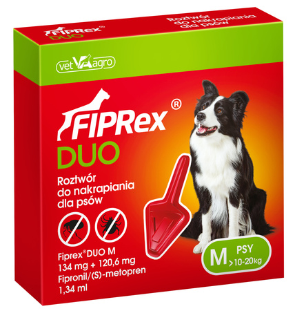 FIPREX DUO KROPLE NA KLESZCZE PCHŁY DLA PSA M 10-20kg