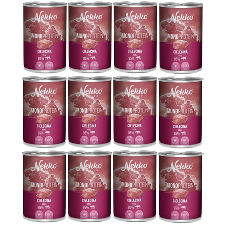 NEKKO MONOPROTEIN ADULT MOKRA KARMA DLA PSA CIELĘCINA 12x400g