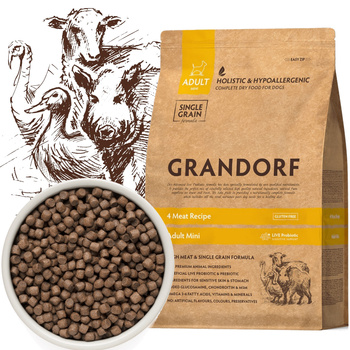 GRANDORF 4 MEAT MINI ADULT 4 MIĘSA SUCHA KARMA DLA PSA MAŁE RASY 1kg