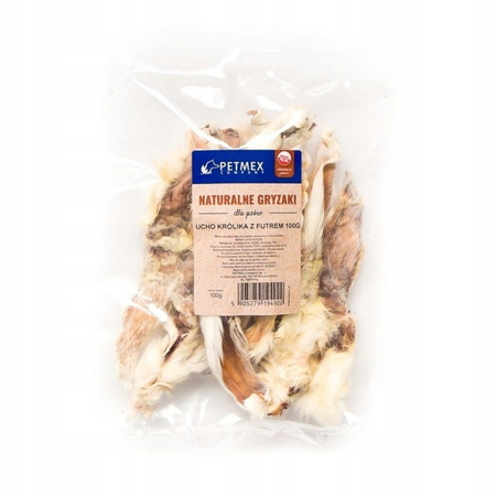 PETMEX NATURALNY PRZYSMAK GRYZAK DLA PSA UCHO KRÓLIKA Z FUTREM 100g