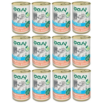 OASY PUPPY MEDIUM LARGE MOKRA KARMA DLA SZCZENIĄT ŚREDNIE DUŻE RASY ŁOSOŚ 12x400g