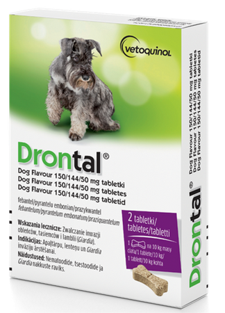 VETOQUINOL DRONTAL ODROBACZENIE DLA PSÓW do 10kg 6szt