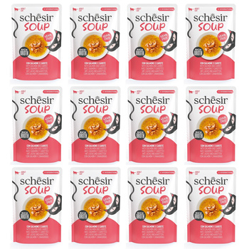 SCHESIR SOUP MOKRA KARMA DLA KOTA ZUPA Z ŁOSOSIA Z MARCHEWKĄ SASZETKA 12x40g