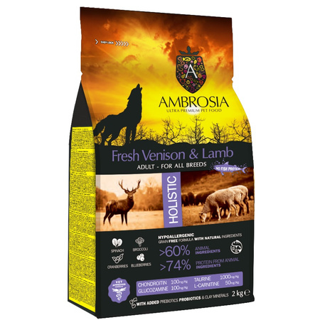 AMBROSIA FRESH VENISON LAMB KARMA DLA PSA DOROSŁEGO DZICZYZNA JAGNIĘCINA 2kg