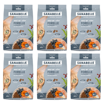 SANABELLE ADULT TROUT KOMPLETNA SUCHA KARMA DLA KOTA PSTRĄG 6x400g