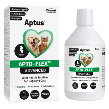 APTUS APTO-FLEX ADVANCED SYROP NA STAWY DLA PSÓW KOTÓW KOLAGEN MSM 200ml