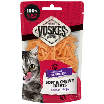 PRZEKĄSKI SMACZKI DLA KOTA VOSKES CHICKEN STRIPS PASKI Z KURCZAKA 60g