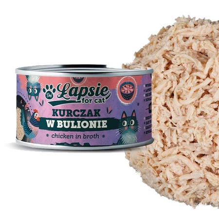 ŁAPSIE FOR CAT MOKRA KARMA DLA KOTA FILET Z KURCZAKA W BULIONIE PUSZKA 6x80g