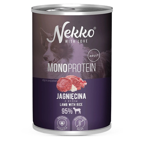 NEKKO MONOPROTEIN ADULT MOKRA KARMA DLA PSA JAGNIĘCINA Z RYŻEM 6x400g
