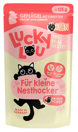 LUCKY LOU LIFESTAGE KITTEN MOKRA KARMA DLA KOCIĄT DRÓB 8x125g