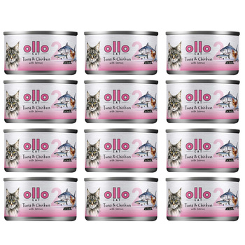 OLLO nr2 MOKRA KARMA W PUSZCE DLA KOTA KOCIĄT NATURALNA TUŃCZYK KURCZAK ŁOSOŚ 12x70g