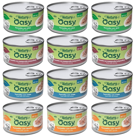 MOKRA KARMA DLA KOTA OASY NATURY SOFT JELLY MIX SMAKÓW Z TUŃCZYKIEM 12x150g