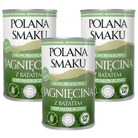  POLANA SMAKU MOKRA KARMA DLA DOROSŁYCH PSÓW JAGNIĘCINA Z BATATAMI 3x400g