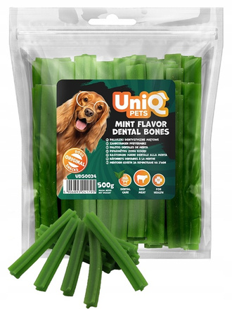 UNIQ PETS PALUSZKI MIĘTOWE DENTYSTYCZNY PRZYSMAK SMAKOŁYK DLA PSA 500g