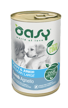 OASY PIES ONE PROTEIN PUPPY & JUNIOR JAGNIĘCINA PUSZKA 400g