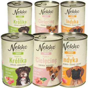 NEKKO KARMA MOKRA DLA PSA JUNIOR ZESTAW MIX SMAKÓW 6x400g