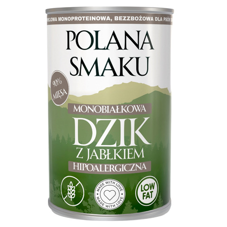 POLANA SMAKU KARMA DLA DOROSŁYCH PSÓW MOKRA DZIK Z JABŁKIEM 10x400g