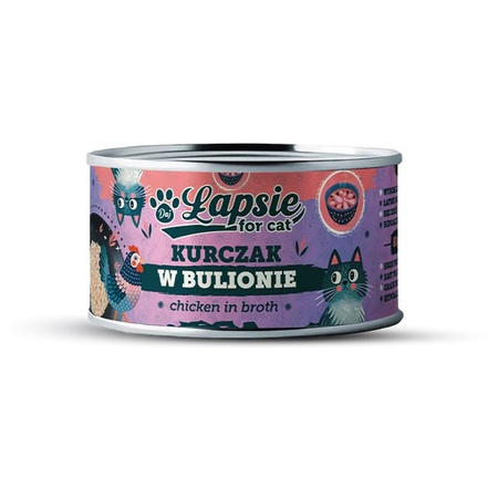 ŁAPSIE FOR CAT MOKRA KARMA DLA KOTA MIX SMAKÓW W BULIONIE PUSZKA 16x80g