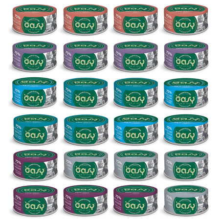 OASY MORE LOVE MOKRA KARMA DLA KOTA MIX SMAKÓW Z TUŃCZYKIEM W PUSZCE 24x70g