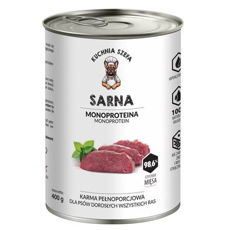 KUCHNIA SZEFA MOKRA KARMA DLA PSA MONOPROTEINOWA SARNA 8x400g