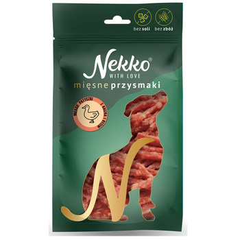 NEKKO MONO MIĘSNE PRZYSMAKI SMAKOŁYKI DLA PSA MIĘKKIE PATYCZKI KACZKA Z RYŻEM 80g