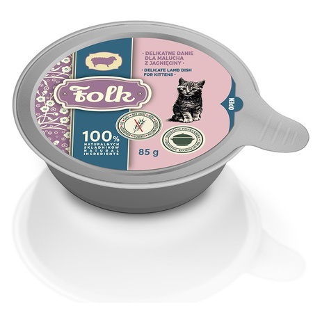 KARMA MOKRA DLA KOCIĄT FOLK KITTEN PEŁNOPORCJOWE DANIE MIX SMAKÓW SZALKA 12x85g
