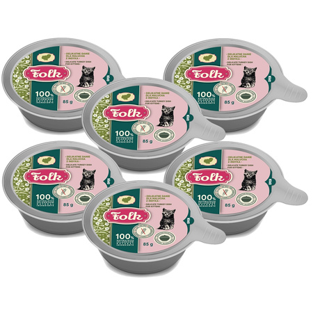 KARMA MOKRA DLA KOCIĄT FOLK KITTEN PEŁNOPORCJOWE DANIE Z INDYKA SZALKA 6x85g