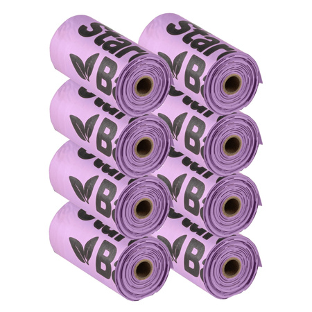 StarchBag WORKI NA ODCHODY PSA PSIE KUPY BIODEGRADOWALNE LILIOWE 21x32cm 120szt 8x15szt