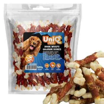 UNIQ PETS KOSTKI WAPIENNE Z KACZKĄ PRZYSMAK MIĘSNY SMAKOŁYK DLA PSA 500g
